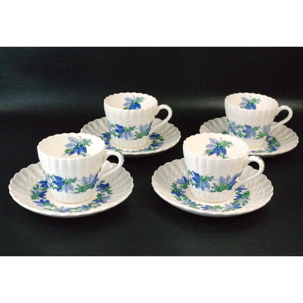 Set of 4 Spode China Demitasse Cup and Saucers Valencia Pattern England